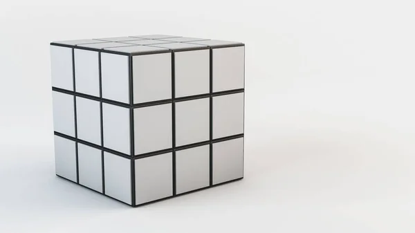 Rubik的立方体在白色背景上隔离 3D渲染说明 — 图库照片