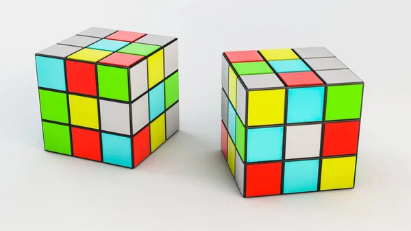 Cubo Rubik Aislado Sobre Fondo Blanco Ilustración Representación —  Fotos de Stock