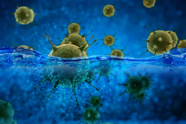 Digital illustration Viruses in water — Stock Photo, Image