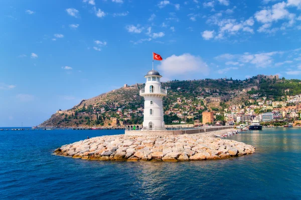 Lighthouse in port Alanya, Turkey. — Stock Photo, Image