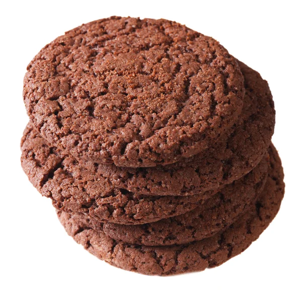 Čokoládové cookies izolovaných na bílém pozadí closeup — Stock fotografie