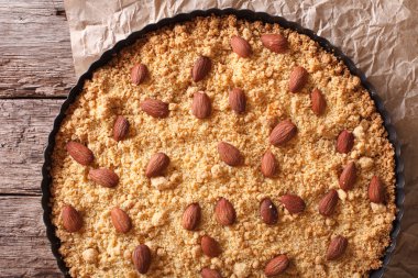 Sbrisolona İtalyanca badem makro ile pasta. Yatay Üstten Görünüm