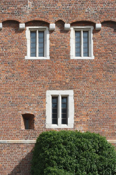 Paredes de elementos con ventanas Castillo de Wawel. Polonia — Foto de Stock