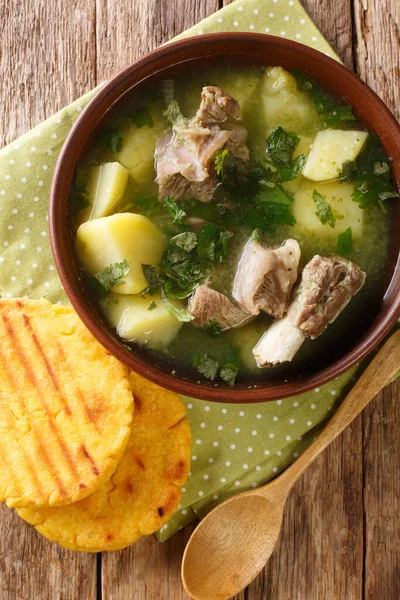 Caldo Costilla Rich Delicious Soup Made Beef Ribs Potatoes Herbs — Stock Photo, Image