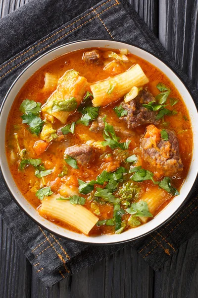 Joumou Haitiano Carne Vacuno Sopa Calabaza Primer Plano Plato Sobre —  Fotos de Stock