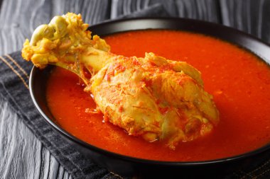 Guatemala Hindi Çorbası. Masadaki tabağa yakın çekim. yatay