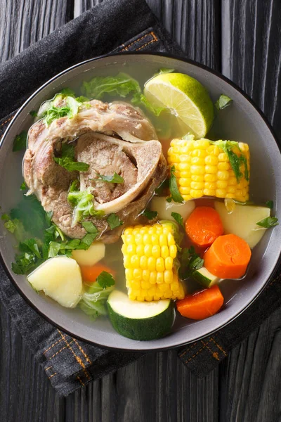 Caldo Res Uma Sopa Carne Mexicana Com Muitos Vegetais Como — Fotografia de Stock