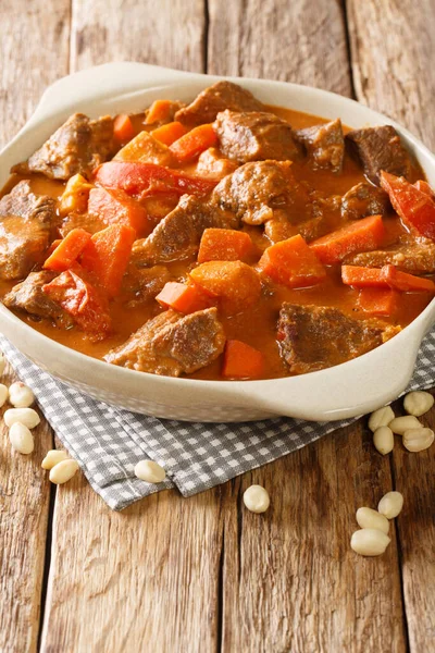 Mafe Maafe Authentic African Peanut Stew Made Beef Spicy Creamy — Stock Photo, Image