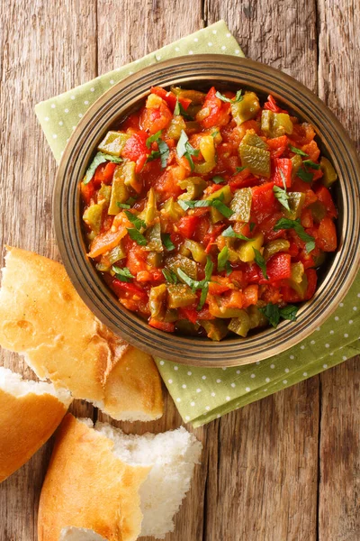 Taktouka Una Ensalada Tradicional Marroquí Compuesta Por Tomates Pimientos Ajo — Foto de Stock