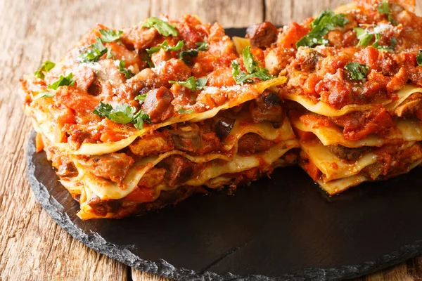 Lasaña Vincisgrassi Receta Con Menudencias Pollo Carne Res Cerdo Verduras —  Fotos de Stock