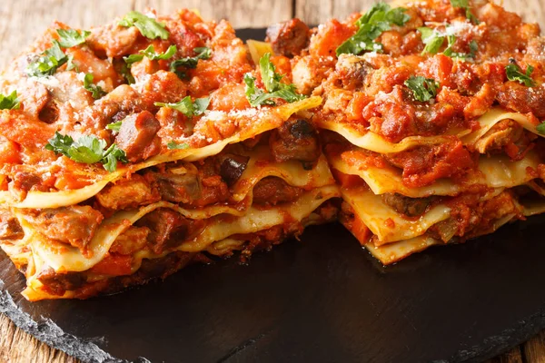 Italské Vincisgrassi Nebo Vincesgrassi Typický Marche Těstoviny Pokrm Podobný Lasagne — Stock fotografie