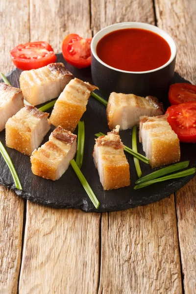 Lechon Kawali Lechon Carajay Filipino Recipe Consisting Pork Belly Slabs — Stock Photo, Image