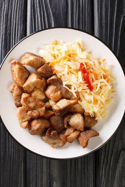 Nationaal Gerecht Van Haïti Griot Gebakken Varkensvlees Stukken Gemarineerd Kruiden — Stockfoto