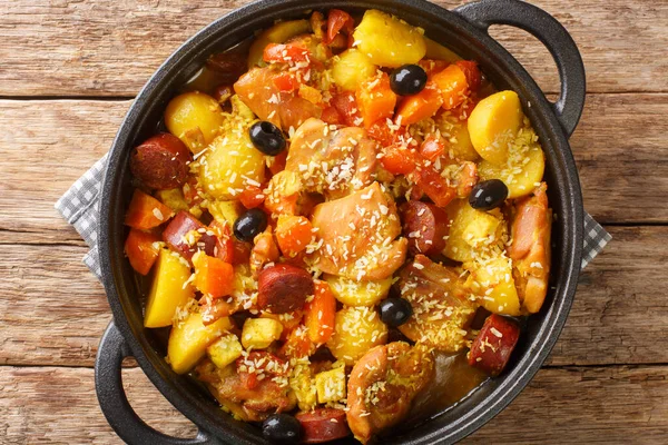 Ragoût Poulet Chinois Style Portugais Avec Des Légumes Chorizo Curry — Photo