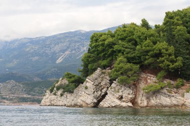 Budva Rivierası'nda Adriyatik Denizi'nde kaya.