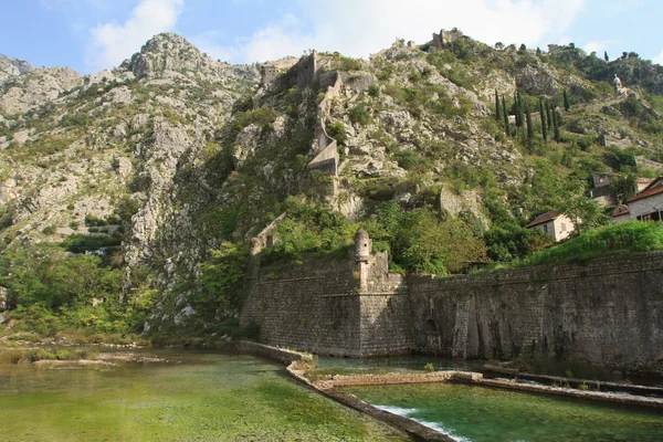 Hermosa vista de la fortaleza en la ciudad de Kotor, Montenegro — Foto de Stock