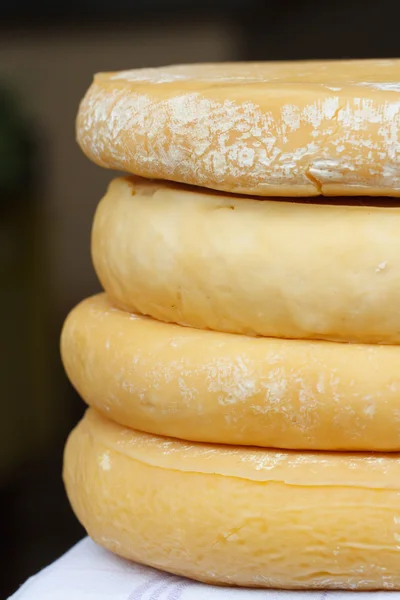 Quattro teste di formaggio di capra primo piano — Foto Stock