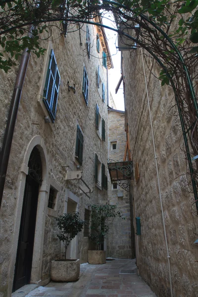 Straat in de oude stad van Kotor, Montenegro — Stockfoto