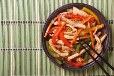 Sebze yakın çekim en iyi manzaralı Çin usulü tavuk