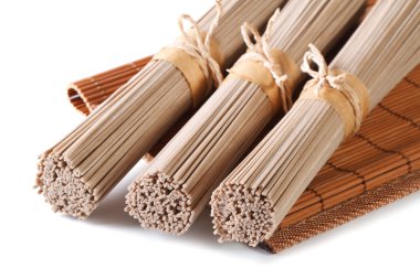 unch raw buckwheat soba noodles close up isolated  clipart