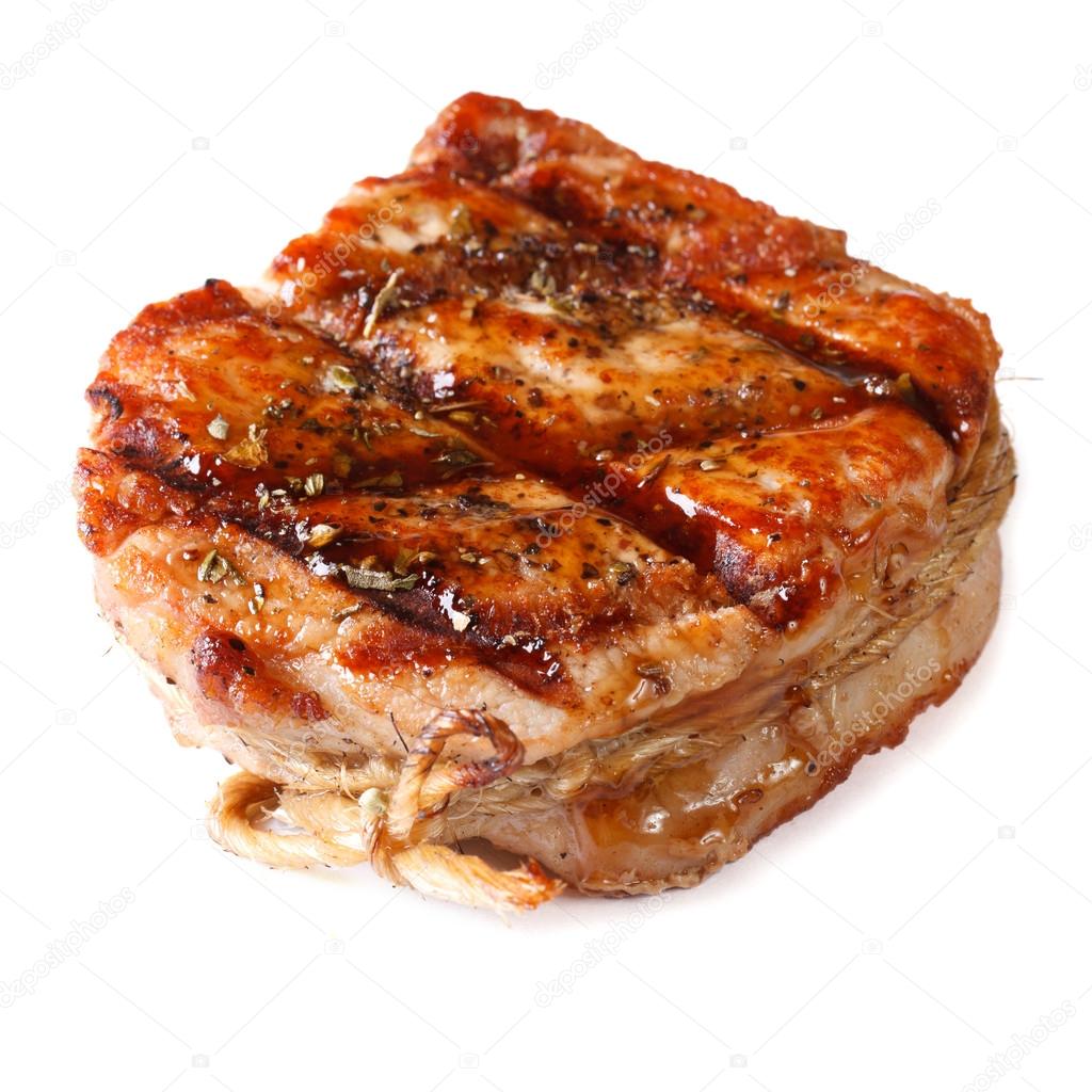 Pork Medallions closeup isolated on white background