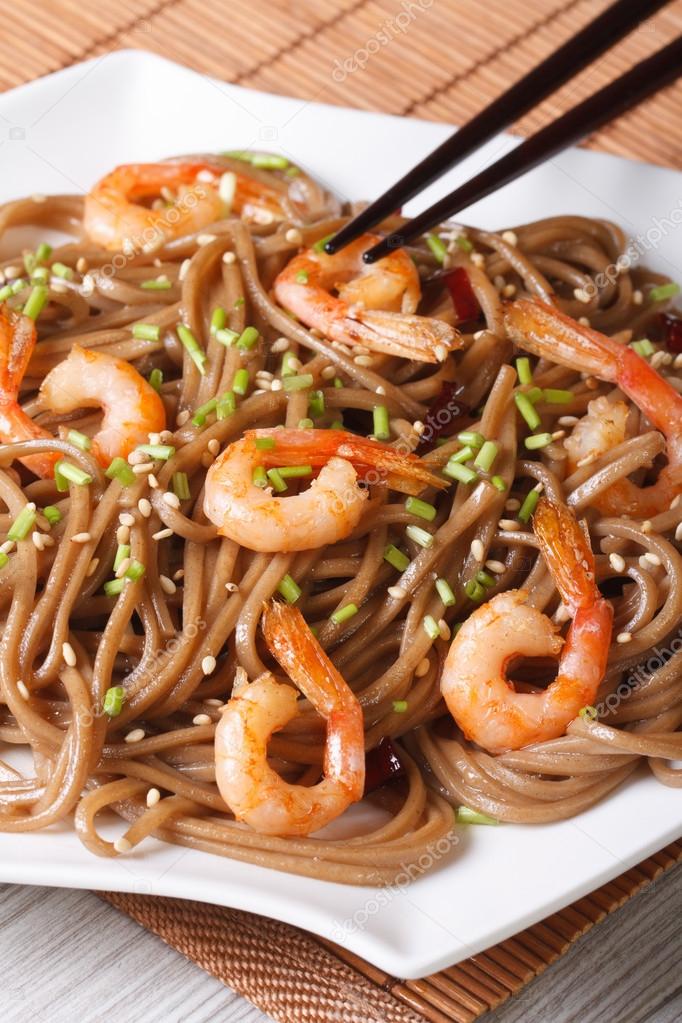 buckwheat soba noodles with shrimp vertical 