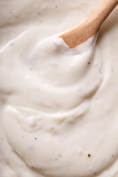 Kochen Bechamelsauce Makro horizontale Ansicht von oben — Stockfoto