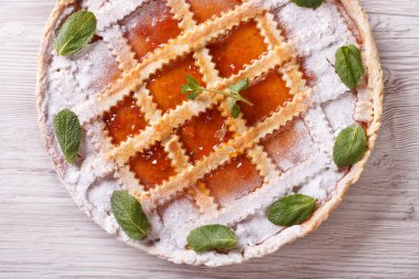 Kayısı reçeli ile İtalyan tart kapatmak kadar yatay Üstten Görünüm