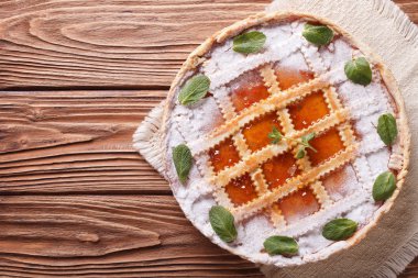 crostata ile kayısı reçel ve nane yatay Üstten Görünüm