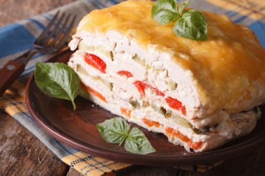 Güzel tavuk pasta sebzeli, yatay