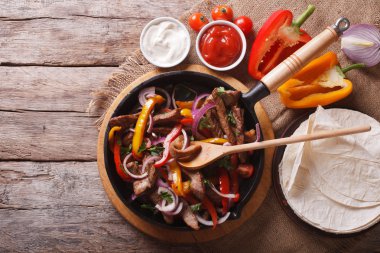 Meksika salata bir tablo. Yatay Üstten Görünüm