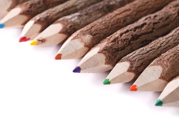 Dřevěné špalky makra izolované na bílém kresba tužkou — Stock fotografie