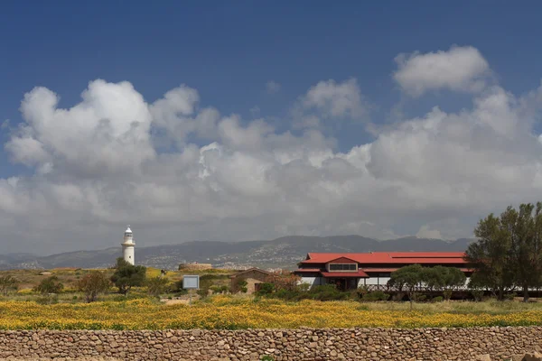 Paphos Archaeological Park Kıbrıs deniz feneri — Stok fotoğraf