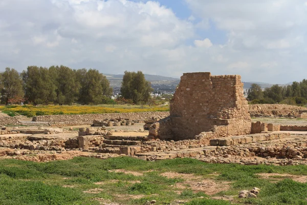 Starożytne ruiny w Park Archeologiczny w Pafos. Cypr — Zdjęcie stockowe