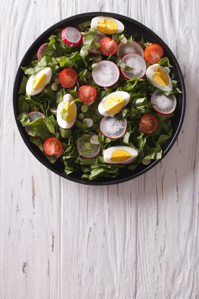 Весенний салат со свежими яйцами — стоковое фото