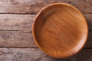 ahşap plaka üzerinde bir rustik masa portre. Yatay Üstten Görünüm