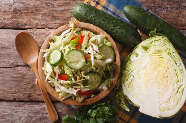 Homemade food: cabbage salad closeup horizontal top view  clipart
