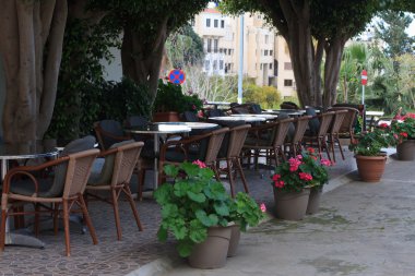 Ağaçların gölgesinde sokak Cafe