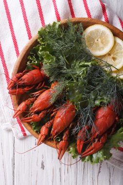 kerevit otlar ve bir tabak portre üzerinde limon ile. Dikey üst v