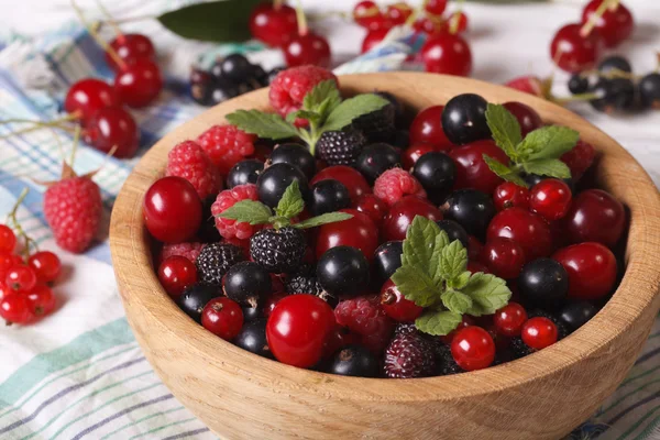 Vitamin salad of fresh berries closeup. Horizontal — Stock Photo, Image