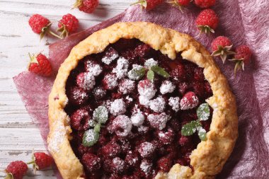 pasta manzaralı taze ahududu yakın çekim yatay yukarıda