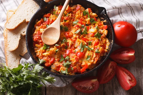 トルコ Menemen 揚げ野菜クローズ アップ水平 — ストック写真