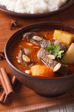 Tay Dana massaman yakın çekim tablo ve pirinç köri. Vertica