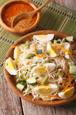 Gado Gado Endonezya sebze salatası yakın çekim. Dikey