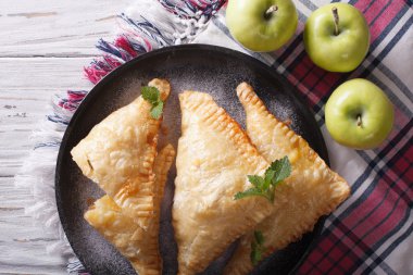 Delicious homemade apple pie turnover closeup. horizontal top vi