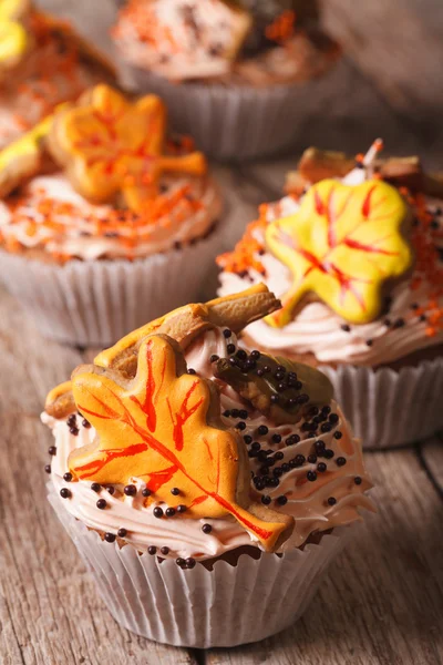 Νόστιμο cupcakes σε φθινόπωρο στυλ μακροεντολή. κάθετη — Φωτογραφία Αρχείου