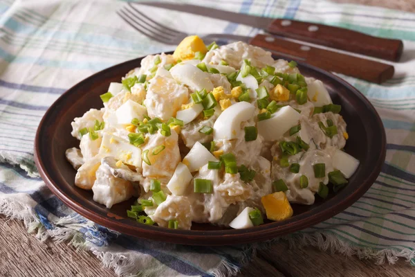 Traditionella Potatis sallad närbild på en tallrik. horisontella — Stockfoto