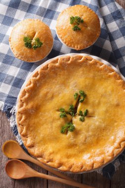 Pişirme çanağı altın Tavuklu paçanga böreği kapatın. Dikey üst