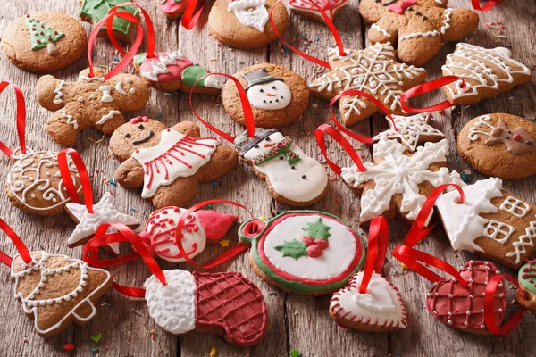 Beautiful background Christmas gingerbread close-up. horizontal — Stock Photo, Image