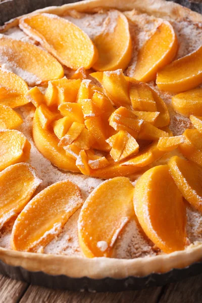 Cake persimmon close up in baking dish. vertical — Stock Photo, Image